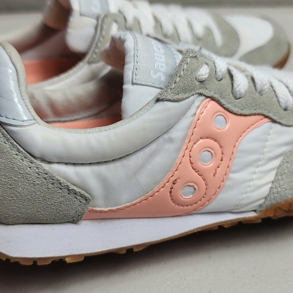 Saucony Bullet Shoes Womens 5.5 Pink White Suede Running Sneakers - Picture 7 of 9